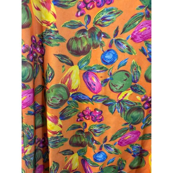 Chomel Vintage Dress Women's Size 10 Orange Fruit Print Maximalist A line Funky - Picture 4 of 4